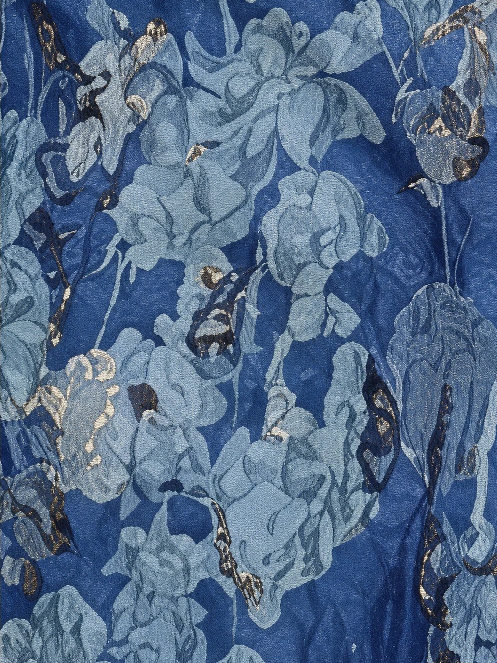 Rene Ruiz Collection Designer One-Shoulder Blue Floral Jacquard Gown Size 8 - Picture 3 of 6